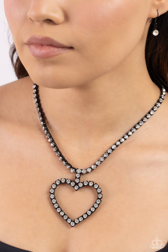 Paparazzi Accessories: Flirting Fancy - Black Heart Necklace