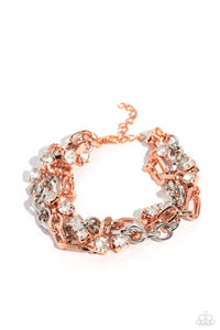 Paparazzi Accessories: Totally Two-Toned Necklace and Two-Tone Taste Bracelet - Copper SET