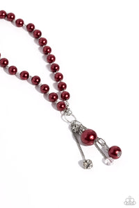 Paparazzi Accessories: White Collar Welcome - Red Pearl Necklace