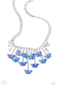 Paparazzi Accessories: Majestic Metamorphosis - Blue Iridescent Butterfly Choker Necklace