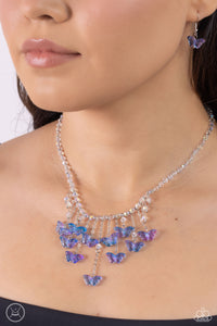 Paparazzi Accessories: Majestic Metamorphosis - Blue Iridescent Butterfly Choker Necklace