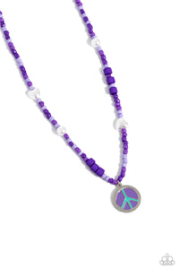 Paparazzi Accessories: Pearly Possession - Purple Peace Sign Necklace