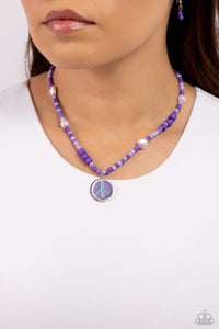 Paparazzi Accessories: Pearly Possession - Purple Peace Sign Necklace