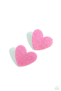 Paparazzi Accessories: Sparkly Sweethearts - Pink Heart Earrings