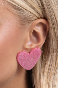 Paparazzi Accessories: Sparkly Sweethearts - Pink Heart Earrings