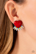 Load image into Gallery viewer, Paparazzi Accessories: Spring Story - Red Heart Clip-On Earrings