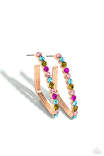 Load image into Gallery viewer, Paparazzi Accessories: Triangular Tapestry - Rose Gold Hoop Earrings