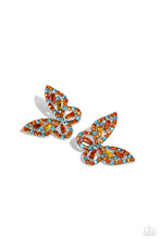 Load image into Gallery viewer, Paparazzi Accessories: Tilted Takeoff - Orange Butterfly Earrings