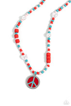 Load image into Gallery viewer, Paparazzi Accessories: Pearly Possession - Red Peace Sign Necklace