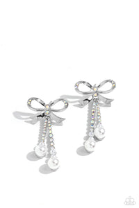 Paparazzi Accessories: Bodacious Bow - Multi Iridescent Pearl Earrings