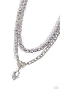 Paparazzi Accessories: Turn Back the LOCK - Silver Iridescent Necklace