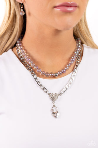 Paparazzi Accessories: Turn Back the LOCK - Silver Iridescent Necklace