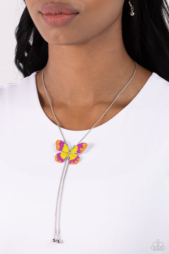 Paparazzi Accessories: Suspended Shades - Yellow Butterfly Necklace