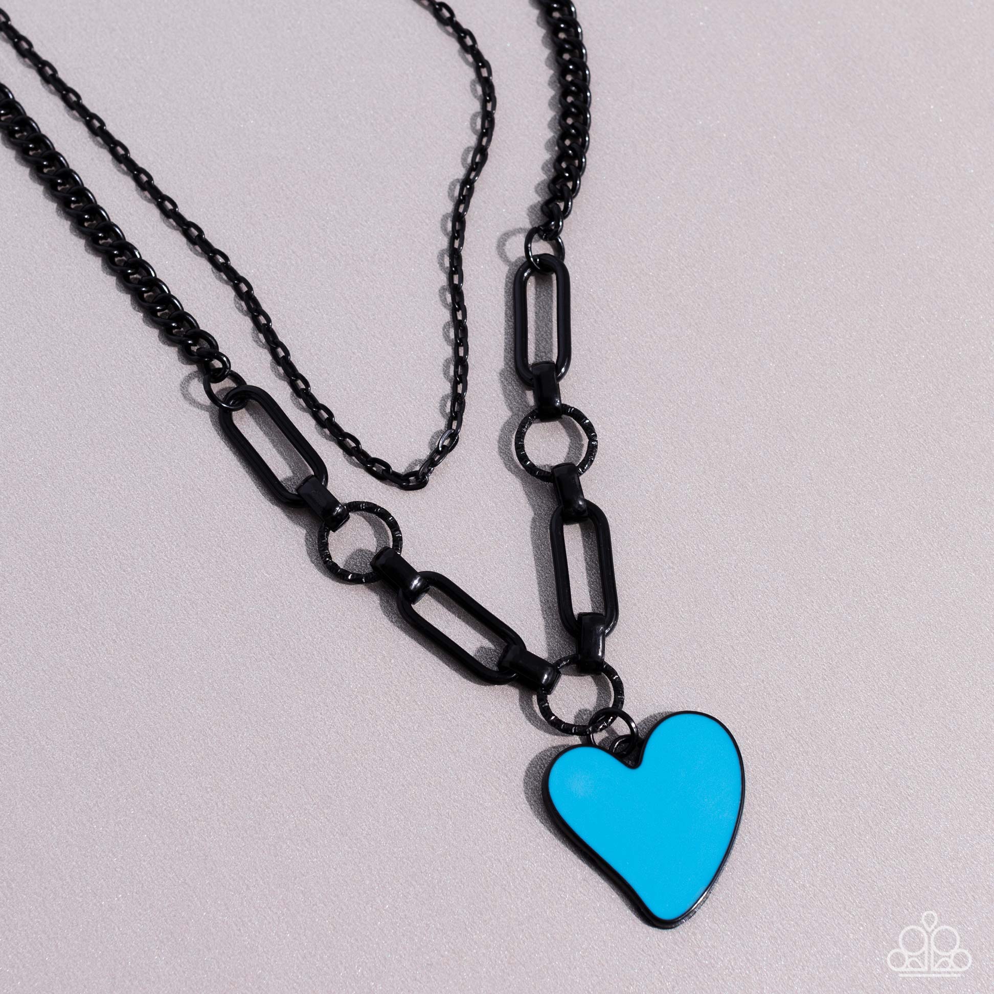 Blue Coquette Heart Necklace Beaded Necklace 