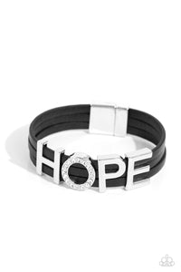 Paparazzi Accessories: Hopeful Haute - Black Inspirational Bracelet