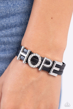 Paparazzi Accessories: Hopeful Haute - Black Inspirational Bracelet