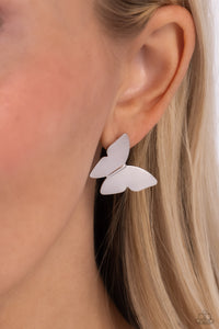 Paparazzi Accessories: Butterfly Beholder - Silver Earrings
