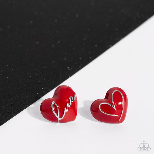 Paparazzi Accessories: Glimmering Love - Red Heart Earrings