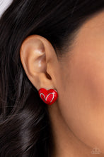 Load image into Gallery viewer, Paparazzi Accessories: Glimmering Love - Red Heart Earrings