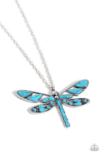 Paparazzi Accessories: FLYING Low - Blue Dragonfly Necklace