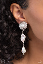 Load image into Gallery viewer, Paparazzi Accessories: Modest MVP - White Iridescent Clip-On Earrings