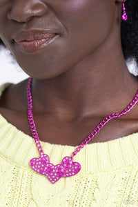 Paparazzi Accessories: Low-Key Lovestruck Necklace and Lovestruck Lovestruck Lineup Bracelet - Pink Iridescent SET