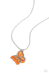 Paparazzi Accessories: Detailed Dance - Orange Butterfly Iridescent Necklace