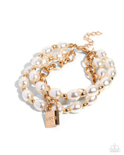 Load image into Gallery viewer, Paparazzi Accessories: LOVE-Locked Legacy - Gold Inspirational Bracelet