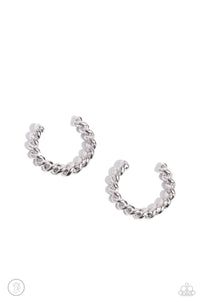 Paparazzi Accessories: Twisted Travel - Silver Cuff Earrings