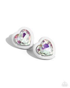 Paparazzi Accessories: Heartfelt Hope Necklace and Heartfelt Haute Earrings - White UV Shimmery Heart SET