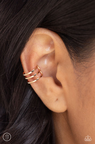 Paparazzi Accessories: Metro Mashup - Gold Cuff Earrings