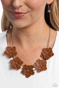 Paparazzi Accessories: Balance of FLOWER - Brown Leather Necklace