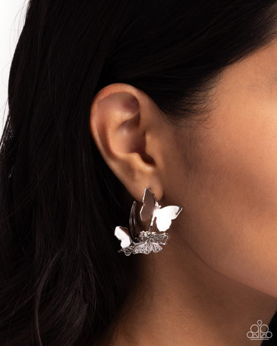 Paparazzi Accessories: No WINGS Attached - Silver Butterfly Earrings