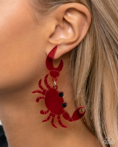 Paparazzi Accessories: Crab Couture - Red Acrylic Earrings