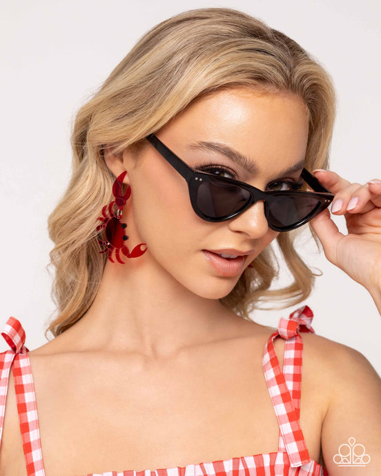 Paparazzi Accessories: Crab Couture - Red Acrylic Earrings