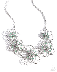 Paparazzi Accessories: Wiry Wallflowers - Green Necklace