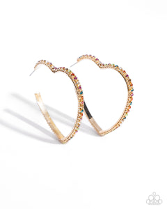 Paparazzi Accessories: Halftime Hearts - Multi Heart Gold Earrings