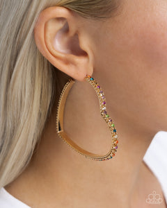 Paparazzi Accessories: Halftime Hearts - Multi Heart Gold Earrings