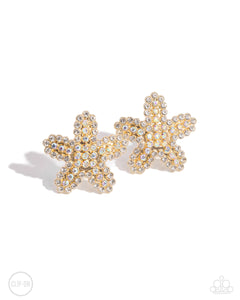 Paparazzi Accessories: Starfish Serenade - Gold Iridescent Clip-On Earrings