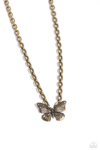 Paparazzi Accessories: Midair Monochromatic - Brass Butterfly Necklace