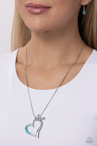 Paparazzi Accessories: Half-Hearted Haven - Blue Butterfly Iridescent Necklace