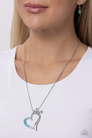 Paparazzi Accessories: Half-Hearted Haven - Blue Butterfly Iridescent Necklace