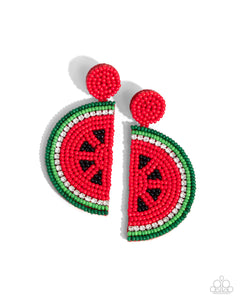 Paparazzi Accessories: Watermelon Welcome - Red Seed Bead Earrings