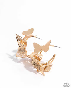Paparazzi Accessories: No WINGS Attached - Gold Butterfly Earrings