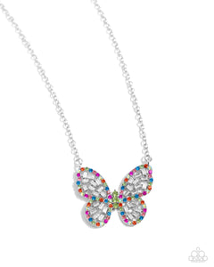 Paparazzi Accessories: Aerial Academy - Green Butterfly Iridescent Necklace