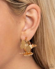 Load image into Gallery viewer, Paparazzi Accessories: No WINGS Attached - Gold Butterfly Earrings