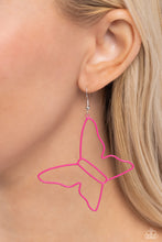 Load image into Gallery viewer, Paparazzi Accessories: Soaring Silhouettes - Pink Butterfly Earrings
