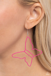 Paparazzi Accessories: Soaring Silhouettes - Pink Butterfly Earrings