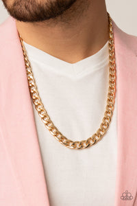 Paparazzi Accessories: Knockout Champ Necklace and Knock, Knock, KNOCKOUT Bracelet - Gold Urban SET