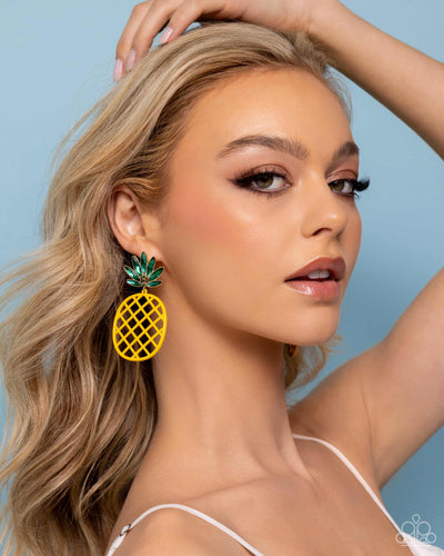 Paparazzi Accessories: Pineapple Passion - Yellow Oversized Earrings